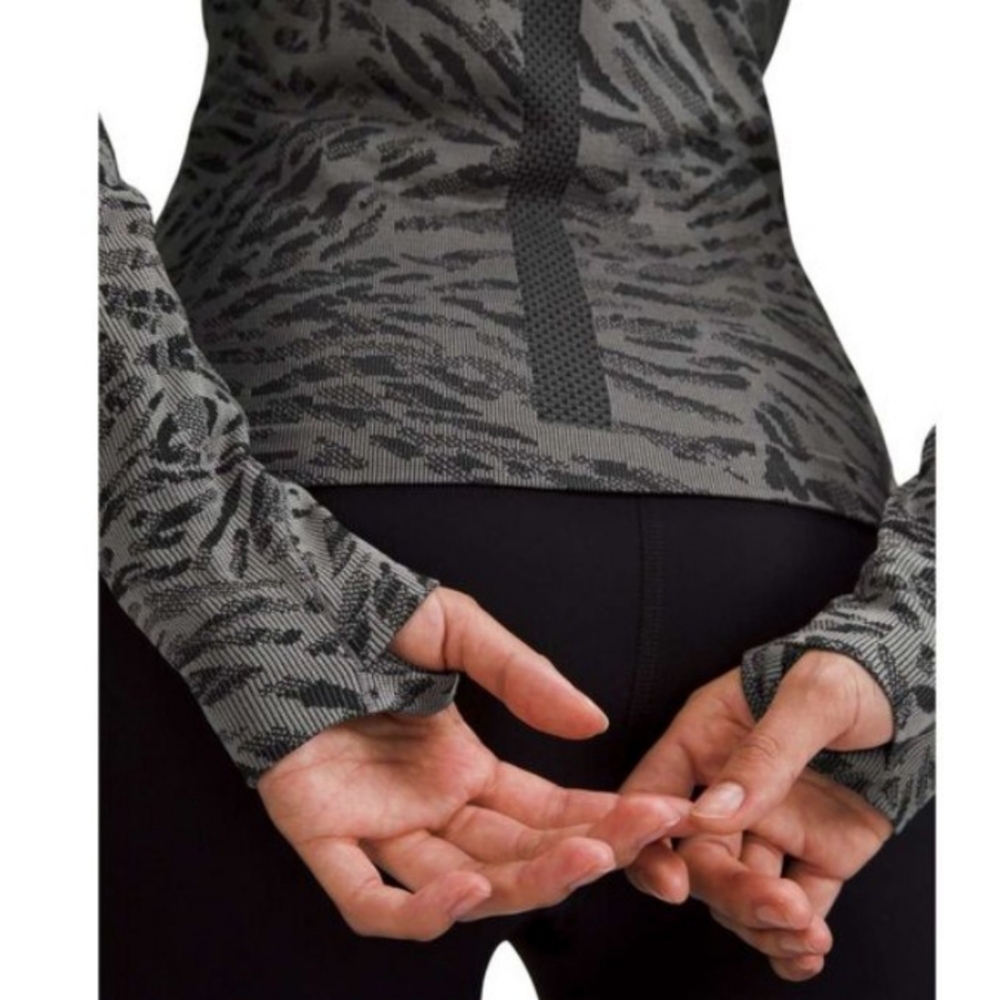 Lululemon Swiftly Tech 2.0 Long Sleeve Race Length Primal Clash Black Gray 16 - Picture 4 of 15